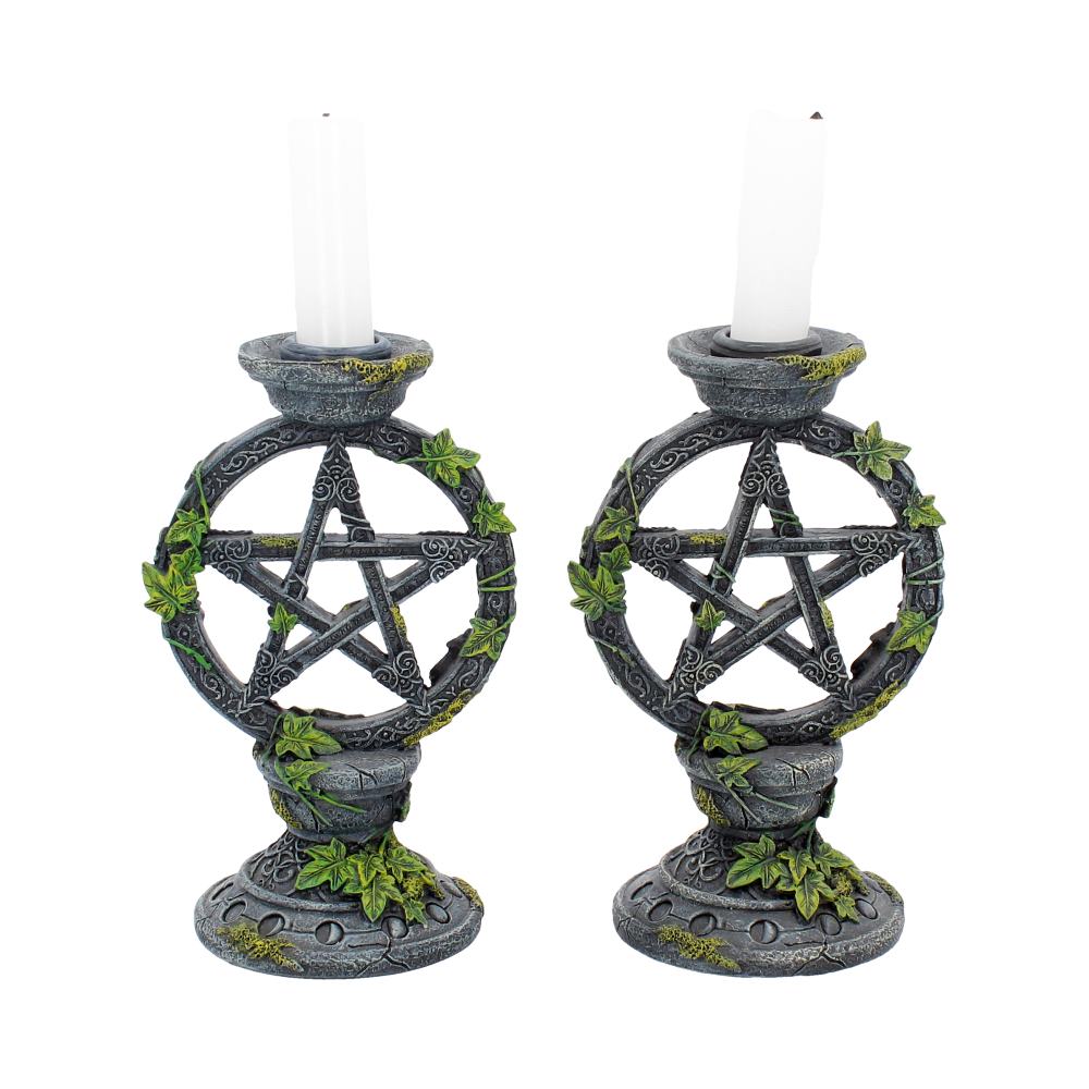 Kaarsenhouders 'Wiccan Pentagram' set van 2, Nemesis Now