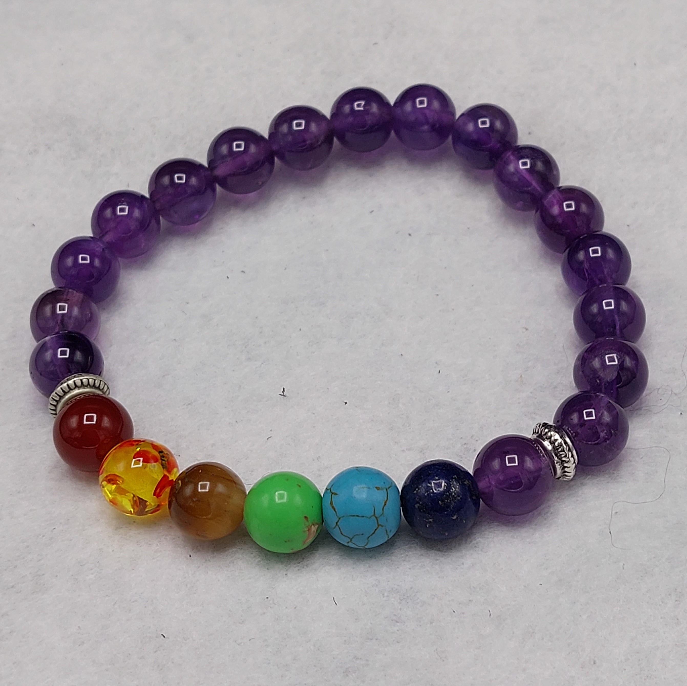 Armband '7 chakra' met amethyst-steentjes