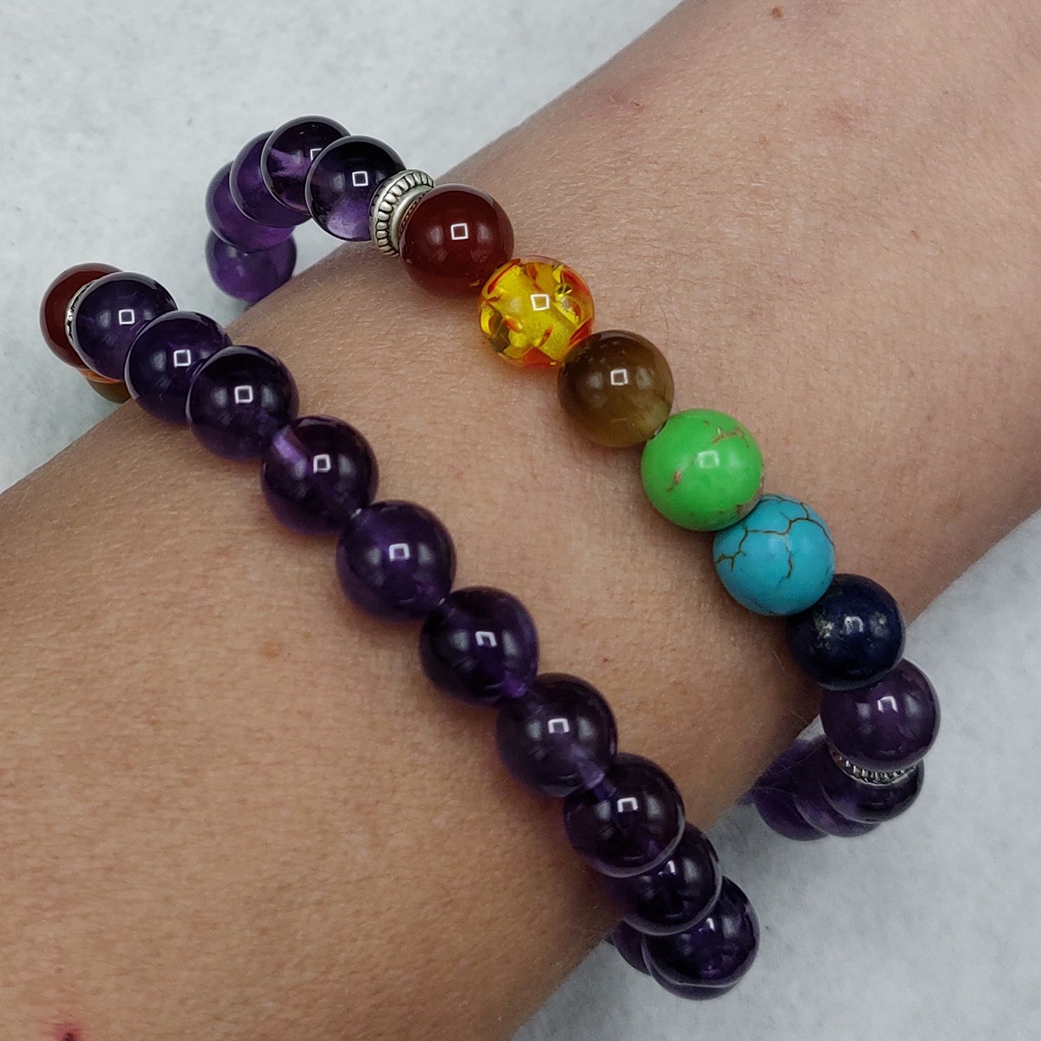 Armband '7 chakra' met amethyst-steentjes