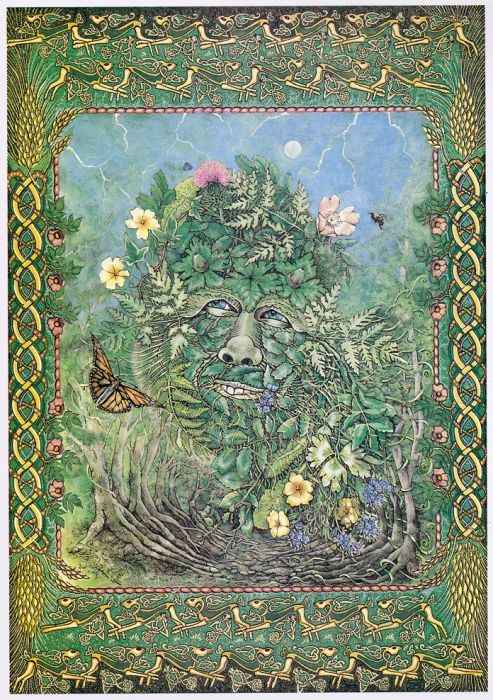 Wenskaart 'The Green Man', Corrina Rockley